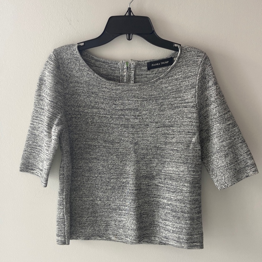 Ivanka Trump Thick Grey Sweater Blouse with Back Zipper